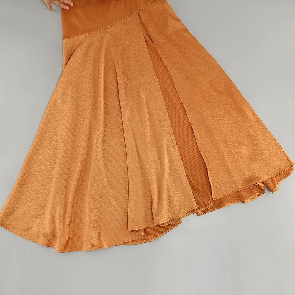 Lena Vie Drop Fall New High Quality Sexy V-Neck Pleated Lantern Sleeve Dress - Picture 7 of 13